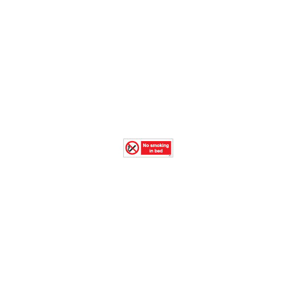 ป้าย [338520] SIGN WHITE VINYL NO SMOKING IN BED 75X200MM