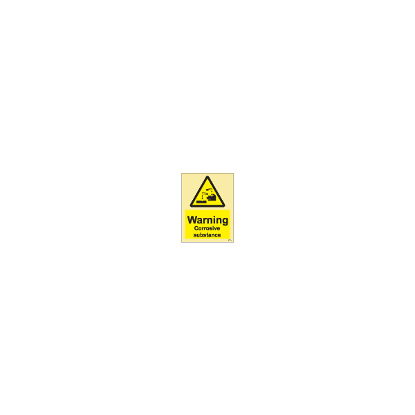 ป้าย [337596] SIGN PHOTO ILLUMINESCENT HAZARD SIGNS WARNING CORROSIVE SUBSTANCE 200X150MM