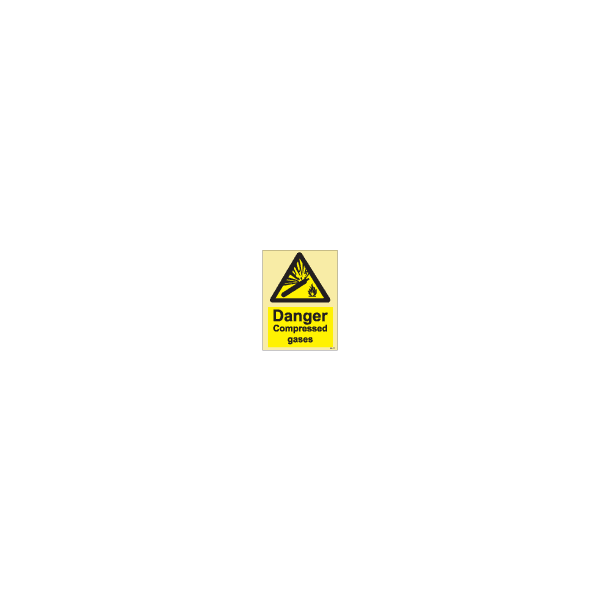 ป้าย [337584] SIGN PHOTO ILLUMINESCENT HAZARD SIGNS DANGER COMPRESSED GASES 200X150MM