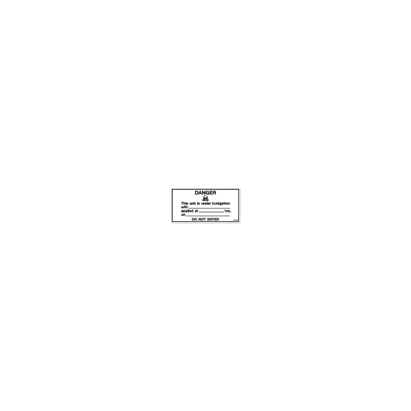ป้าย [332201] SIGN WHITE VINYL SELF ADHESIVE DANGER-THIS UNIT IS UNDER FUMIGATION 80X160MM
