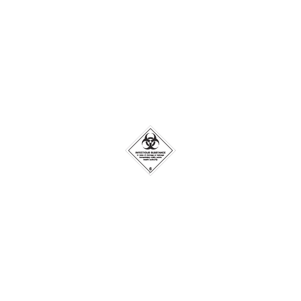 ป้าย [332216] SIGN WHITE VINYL SELF ADHESIVE CLASS 6.2 INFECTIOUS SUBSTANCE 250X250MM