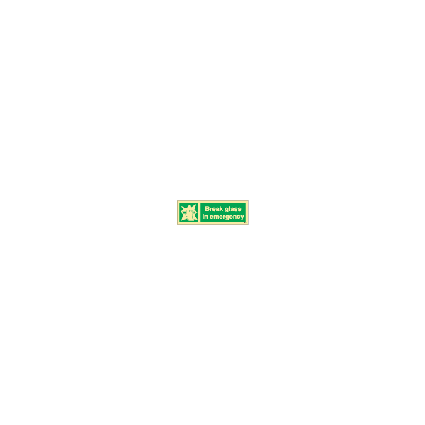 ป้าย [334187] SIGN PHOTO ILLUMINESCENT SAFETY SIGN BREAK GLASS IN EMERGENCY 100X300MM