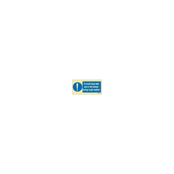 ป้าย [335680] SIGN PHOTO ILLUMINESCENT TO AVOID INJURY TAKE CARE IN THE SHOWER 50X100MM
