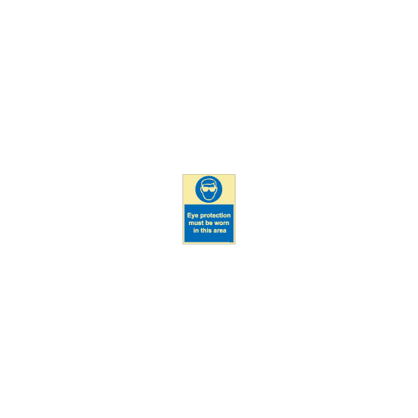 ป้าย [335734] SIGN PHOTO ILLUMINESCENT EYE PROTECTION MUST BE WORN IN THIS AREA 200X150MM