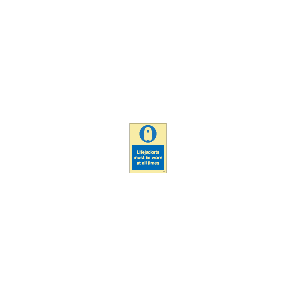 ป้าย [335742] SIGN PHOTO ILLUMINESCENT LIFEJACKETS MUST BE WORN AT ALL TIMES 200X150MM