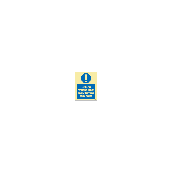 ป้าย [335768] SIGN PHOTO ILLUMINESCENT PERSONAL HYGIENE RULES APPLY BEYOND THIS POINT 200X150MM