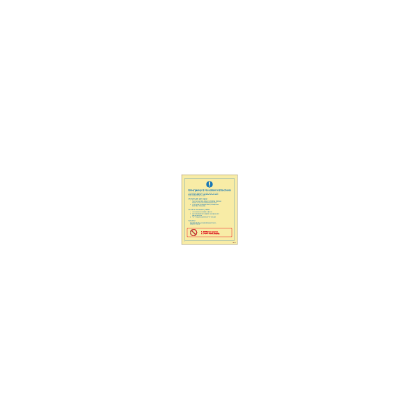 ป้าย [335900] SIGN PHOTO ILLUMINESCENT EMERGENCY EVACUATION INSTRUCTIONS 250X200MM