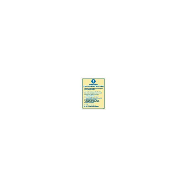 ป้าย [335903] SIGN PHOTO ILLUMINESCENT EMERGENCY EVACUATION INSTRUCTIONS 200X150MM