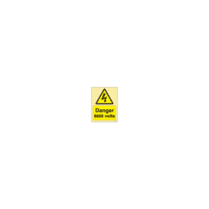 ป้าย [337626] SIGN PHOTO ILLUMINESCENT HAZARD SIGNS DANGER 6600 VOLTS 200X150MM