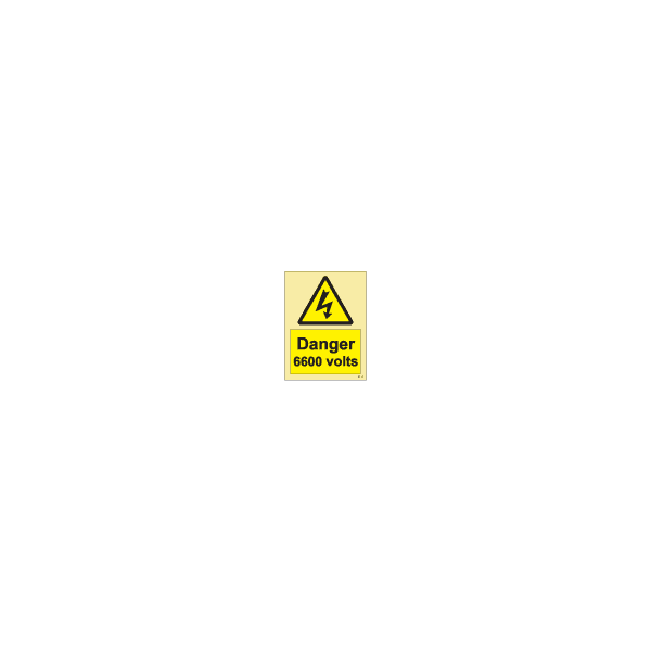 ป้าย [337626] SIGN PHOTO ILLUMINESCENT HAZARD SIGNS DANGER 6600 VOLTS 200X150MM