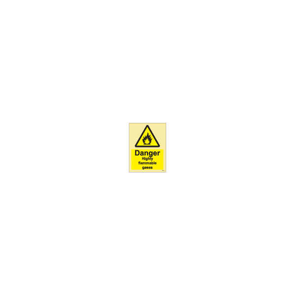 ป้าย [337632] SIGN PHOTO ILLUMINESCENT HAZARD SIGNS DANGER HIGHLY FLAMMABLE GASES 200X150MM