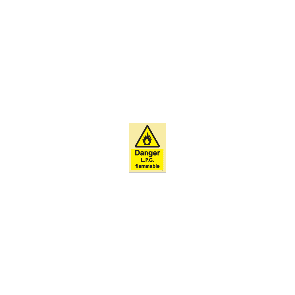 ป้าย [337634] SIGN PHOTO ILLUMINESCENT HAZARD SIGNS DANGER L.P.G. FLAMMABLE 200X150MM