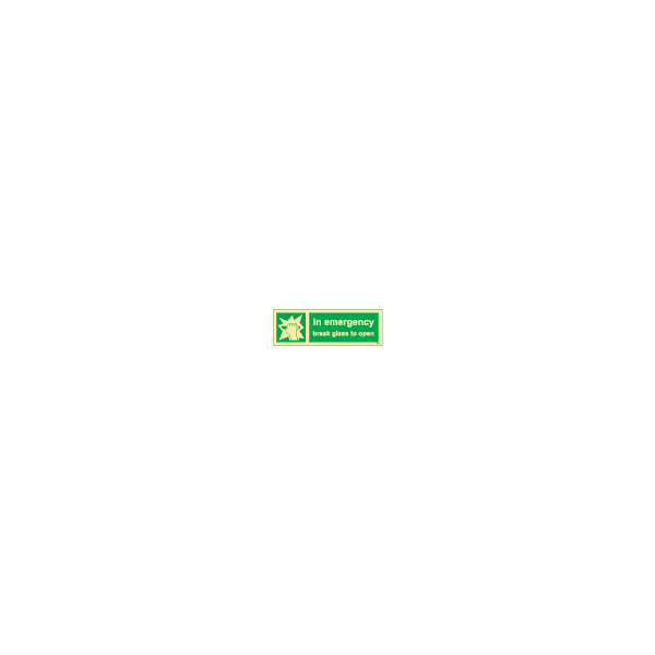 ป้าย [334195] SIGN PHOTO ILLUMINESCENT SAFETY SIGN IN EMERGENCY BREAK GLASS TO OPEN 100X300MM