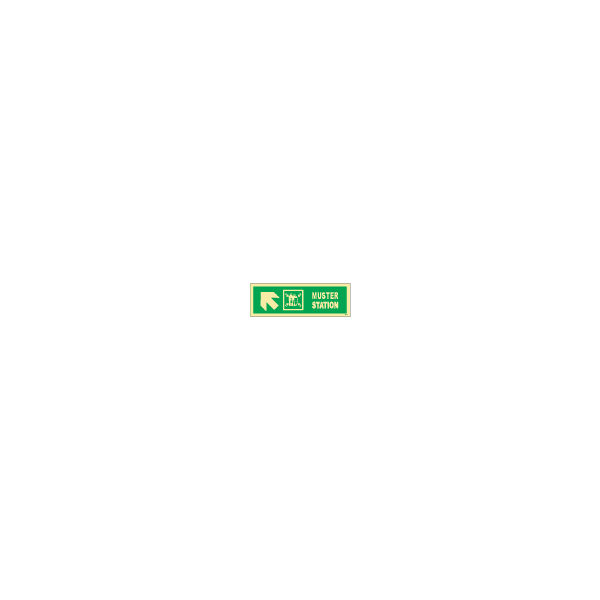 ป้าย [334332] SIGN PHOTO ILLUMINESCENT DIRECTION SIGN ARROW 45DEG UP (L)/MUSTER STATION 100X300MM