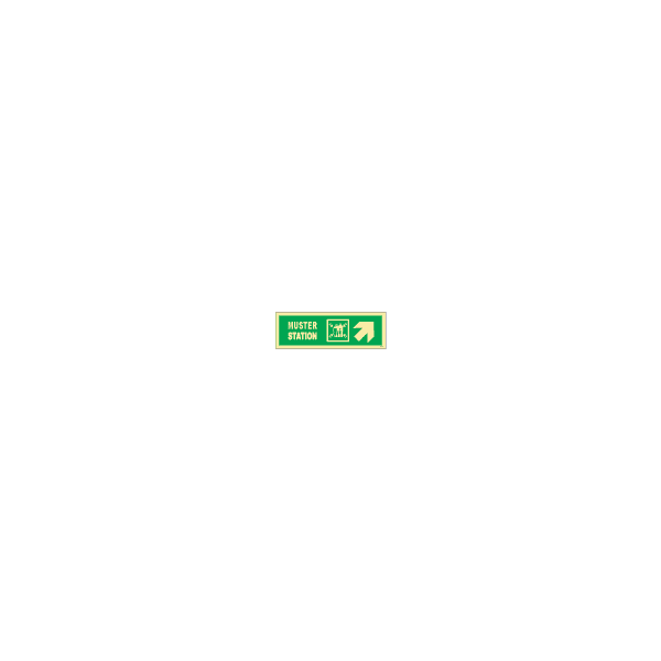 ป้าย [334333] SIGN PHOTO ILLUMINESCENT DIRECTION SIGN MUSTER STATION/ ARROW 45DEG UP(R) 100X300MM