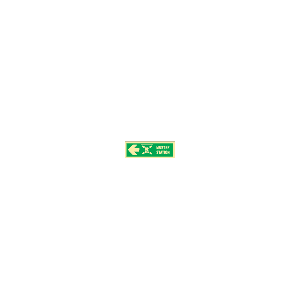 ป้าย [334334] SIGN PHOTO ILLUMINESCENT DIRECTION SIGN ARROW HORIZ(L)/ MUSTER STATION 100X300MM