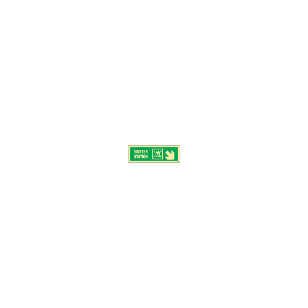 ป้าย [334337] SIGN PHOTO ILLUMINESCENT DIRECTION SIGN MUSTER STATION/ ARROW 45DEG DOWN(R) 100X300MM