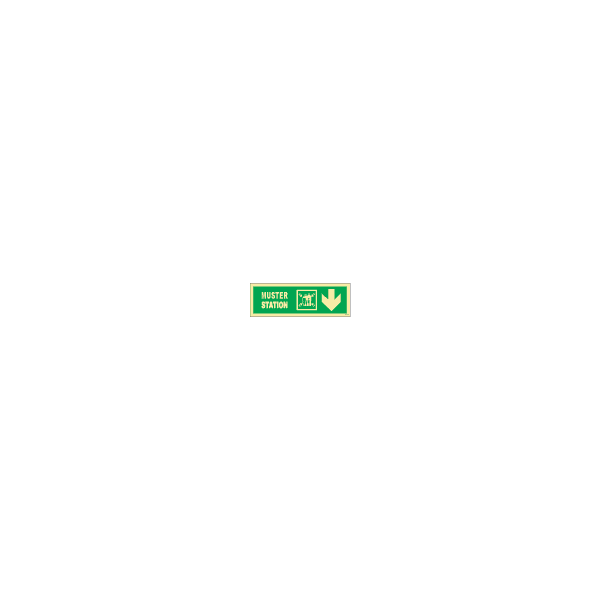 ป้าย [334339] SIGN PHOTO ILLUMINESCENT DIRECTION SIGN MUSTER STATION/ ARROW DOWN 100X300MM