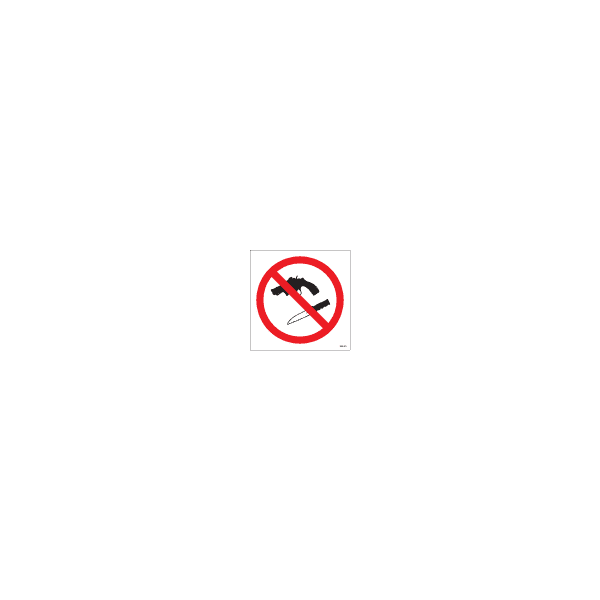 ป้าย [332419] SIGN WHITE VINYL NO WEAPONS 150X150MM