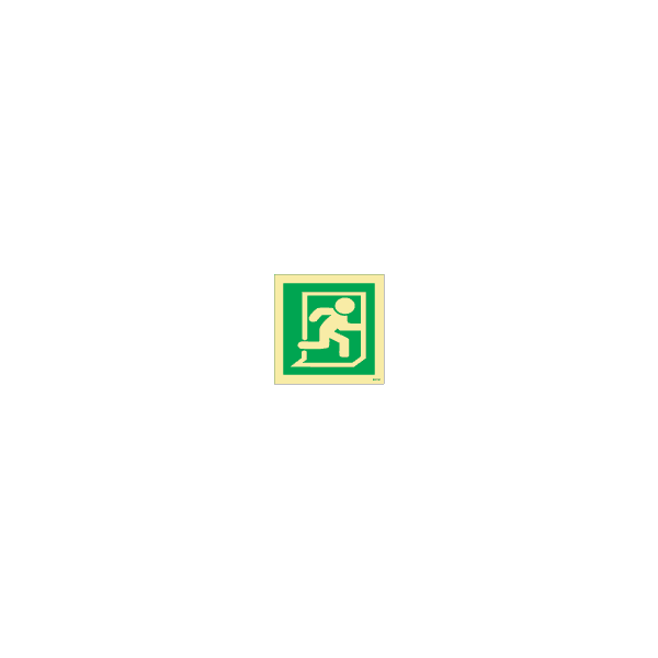 ป้าย [334423] Emergency exit (right hand), 150X150mm, [MES003],[ISO7010-E002]