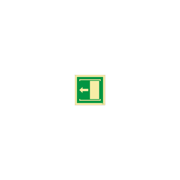 ป้าย [334591] Door slides left to open, 150X150mm, [MES005],[ISO7010-E034]