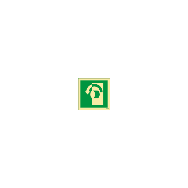 ป้าย [334584] Turn anti-clockwise to open, 150X150mm, [MES006],[ISO7010-E018]