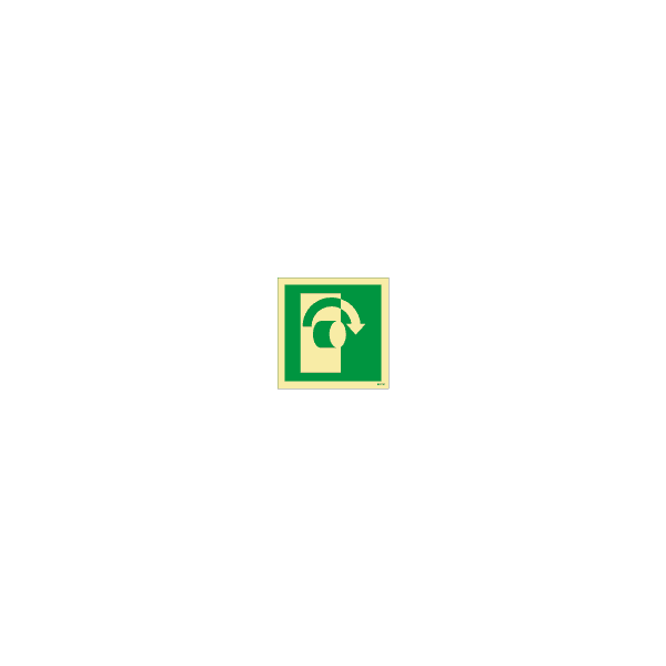 ป้าย [334585] Turn clockwise to open, 150X150mm, [MES007],[ISO7010-E019]