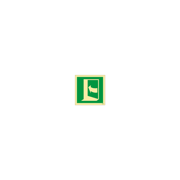 ป้าย [XX4587] Push door on the left-hand side to open, 150X150mm, [MES011],[ISO7010-E022]