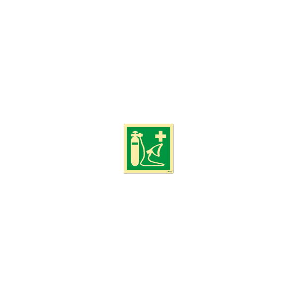 ป้าย [334156] Oxygen resuscitator, 150X150mm, [EES007],[ISO7010-E028]