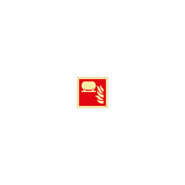 ป้าย [XX6110] Fixed fire extinguishing installation, 150X150mm, [FES009],[ISO7010-F012]