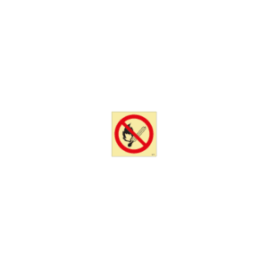 ป้าย [338501] No open flame; fire, open ignition source and smoking prohibited, 150X150mm, [PSS003],[ISO7010-P003]