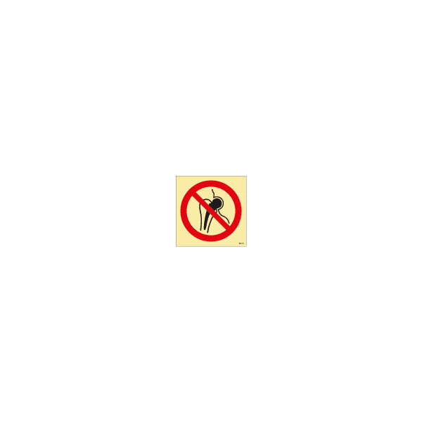 ป้าย [XX8404] No access for people with metallic implants, 150X150mm, [PSS012],[ISO7010-P014]