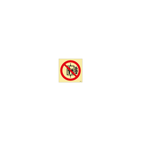 ป้าย [XX8410] Do not use lift in the event of fire, 150X150mm, [PSS017],[ISO7010-P020]