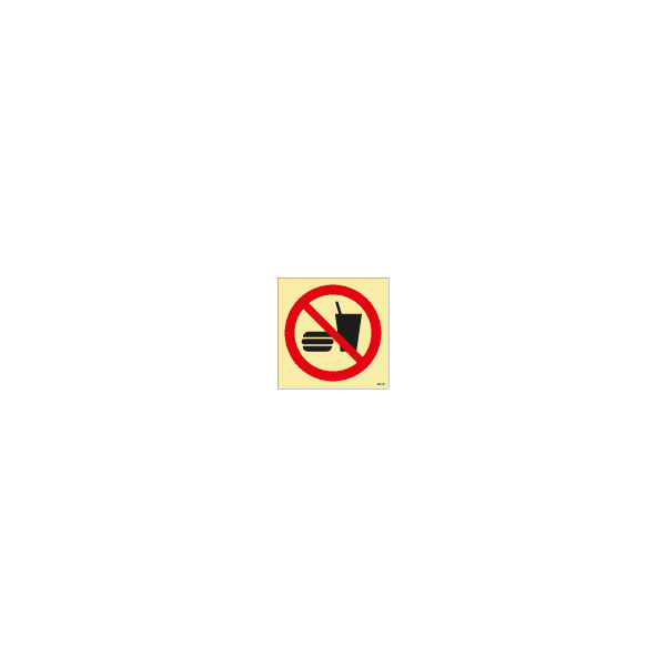 ป้าย [XX8415] No eating or drinking, 150X150mm, [PSS019],[ISO7010-P022]