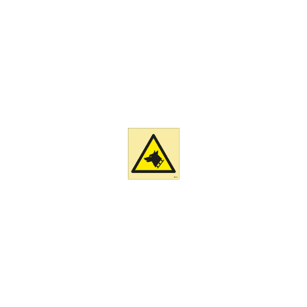 ป้าย [33XXXX] Warning: Guard dog, 150X150mm, [WSS013],[ISO7010-W013]