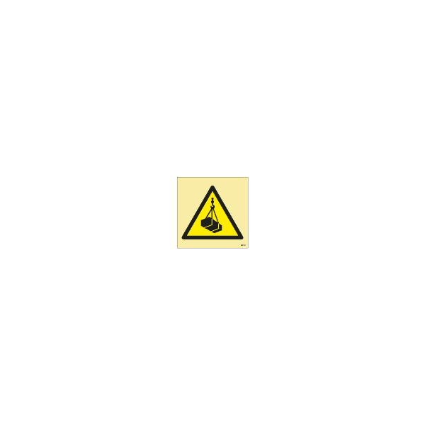 ป้าย [33XXXX] Warning: Overhead load, 150X150mm, [WSS015],[ISO7010-W015]