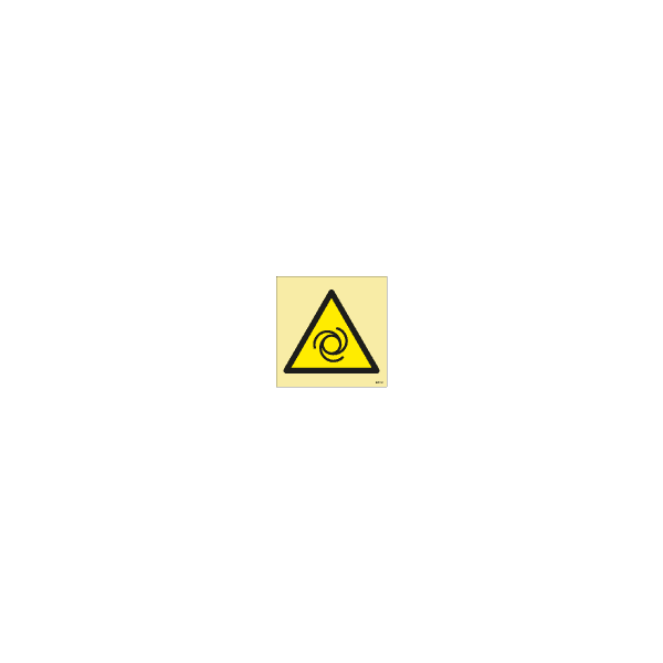 ป้าย [33XXXX] Warning: automatic start-up, 150X150mm, [WSS018],[ISO7010-W018]