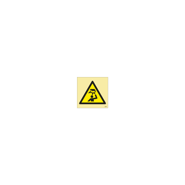 ป้าย [33XXXX] Warning: Overhead obstacle, 150X150mm, [WSS020],[ISO7010-W020]