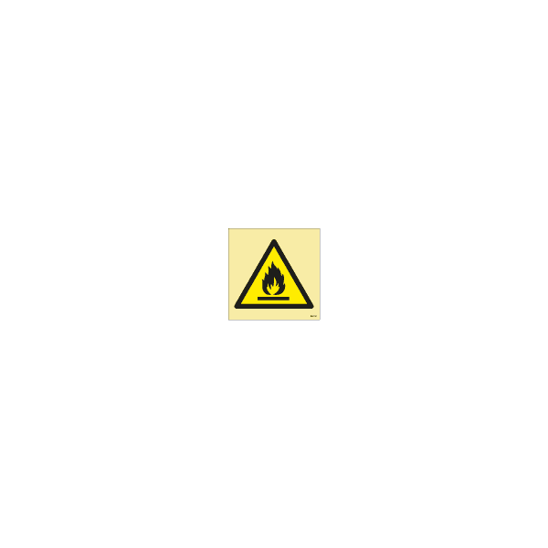 ป้าย [337509] Warning: Flammable material, 150X150mm, [WSS021],[ISO7010-W021]