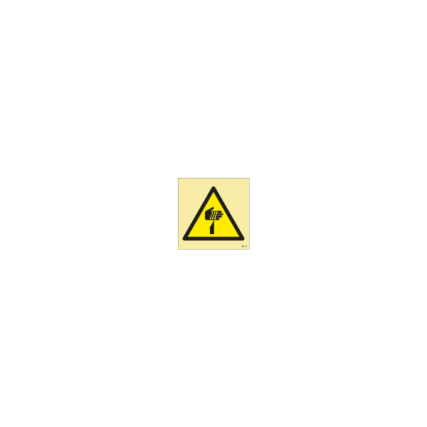 ป้าย [33XXXX] Warning: Sharp element, 150X150mm, [WSS022],[ISO7010-W022]