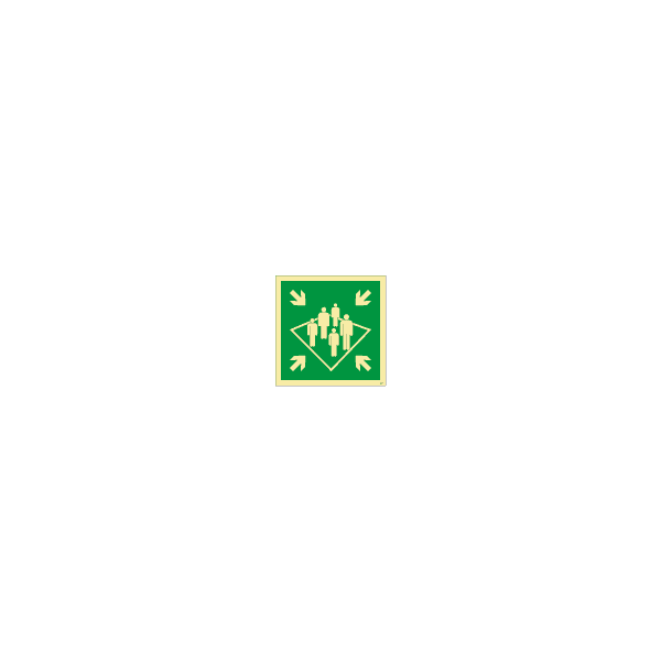 ป้าย [334124] SIGN PHOTO ILLUMINESCENT SHIPBOARD ASSEMBLY STATION (MUSTER STATION), 300X300MM, [MES001],[ISO7010-E032]
