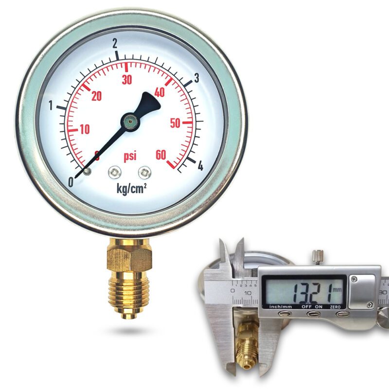 เพรชเชอร์เกจ (A) 2.5",   4 KG BODY:SS มีน้ำมัน เกลียว:BRASS 1/4"(โต13.2มม)