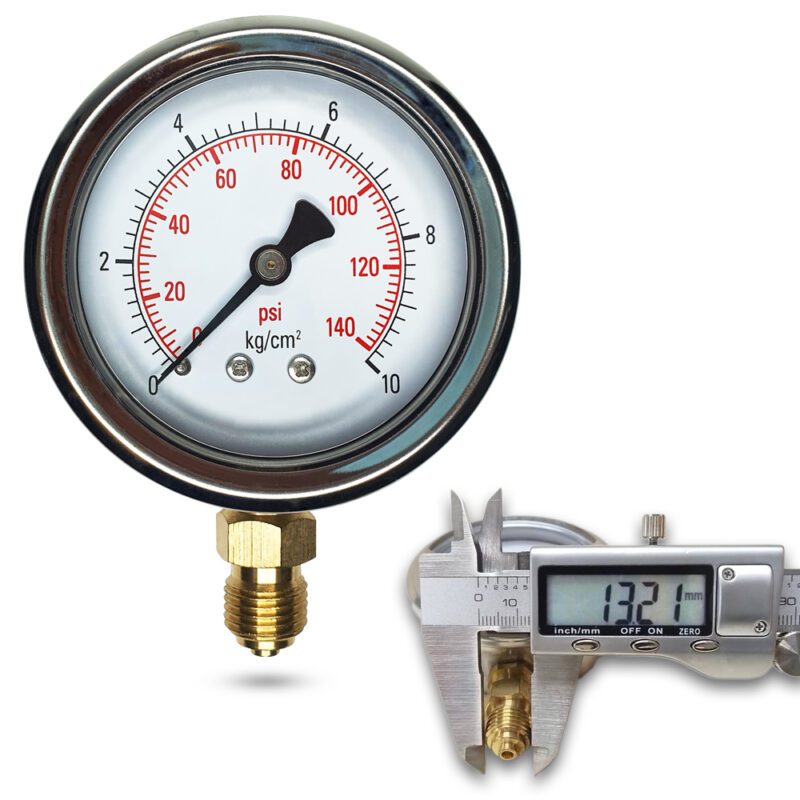 เพรชเชอร์เกจ (A) 2.5",  10 KG BODY:SS มีน้ำมัน เกลียว:BRASS 1/4"(โต13.2มม)
