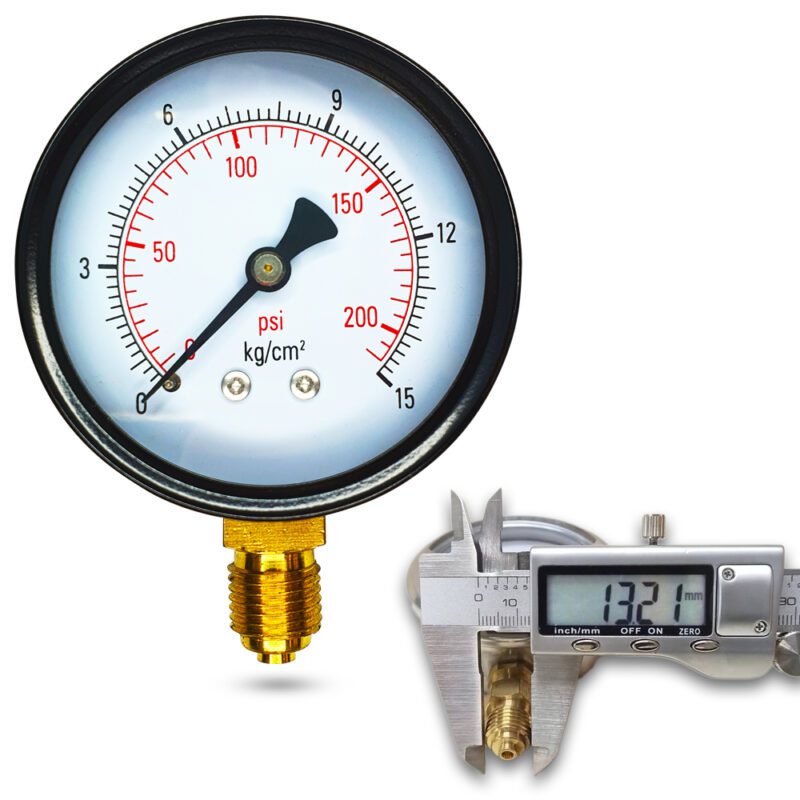 เพรชเชอร์เกจ (A) 2.5",  15 KG BODY:เหล็ก เกลียว:BRASS 1/4"(โต13.2มม)
