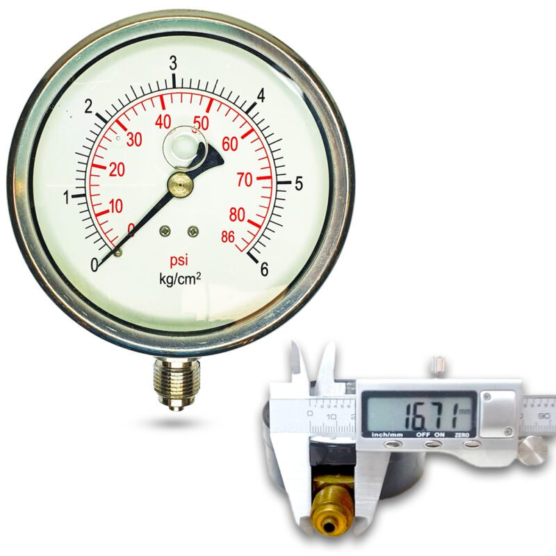 เพรชเชอร์เกจ ( A ) 4", 6 kg สแตนเลส