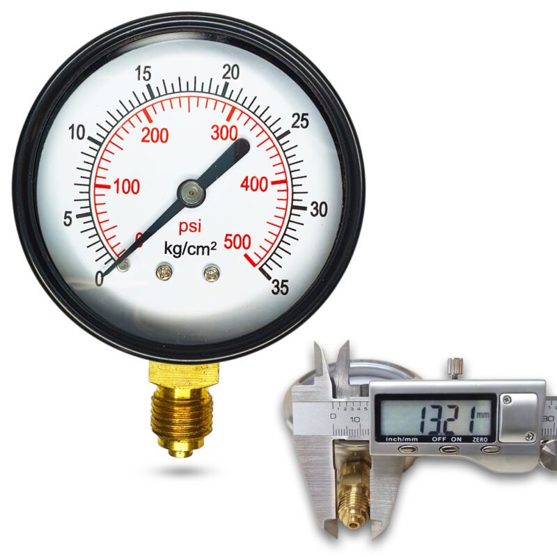 เพรชเชอร์เกจ (A) 2.5",  35 KG BODY:เหล็ก เกลียว:BRASS 1/4"(โต13.2มม)