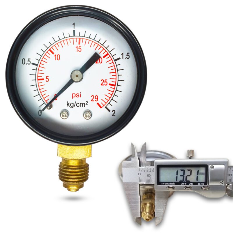 เพรชเชอร์เกจ (A) 2",   2 KG BODY:เหล็ก เกลียว:BRASS 1/4"(โต13.2มม)