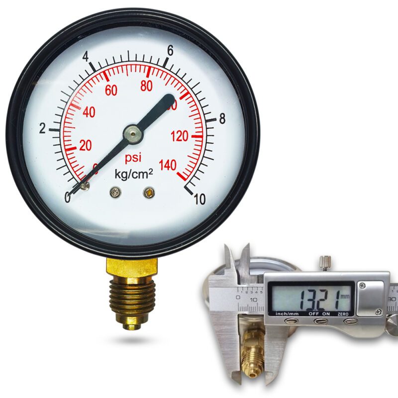 เพรชเชอร์เกจ (A) 2.5",  10 KG BODY:SS มีน้ำมัน เกลียว:BRASS 1/4"(โต13.2มม)