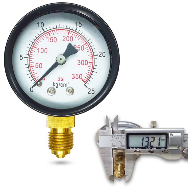 เพรชเชอร์เกจ (A) 2",  25 KG BODY:เหล็ก เกลียว:BRASS 1/4"(โต13.2มม)
