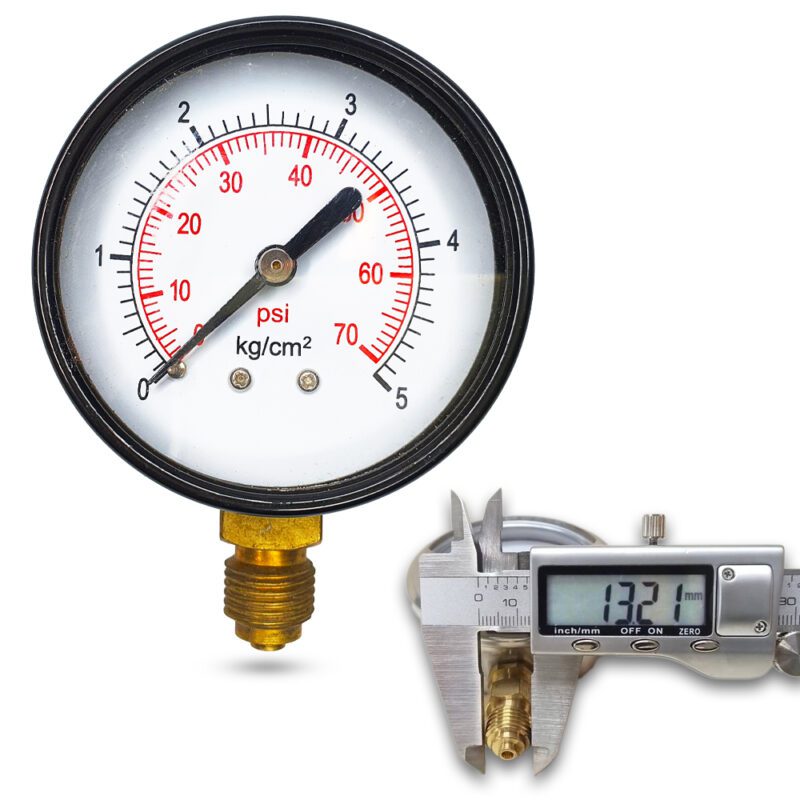 เพรชเชอร์เกจ (A) 2.5", 5 KG BODY:เหล็ก เกลียว:BRASS 1/4"(โต13.2มม)